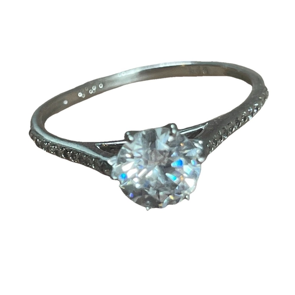 Nataliya V Collister Sterling Silver 1ct Solitaire Pave Set Band Ring 925 Sz 9